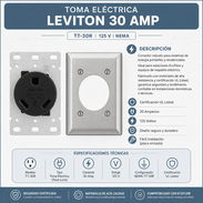 Toma Eléctrica Leviton 30 Amp De Montaje Empotrado Poco Profundo 7313-S00 Negro / 28 - Img 56081017
