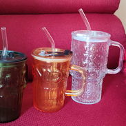Vasos o Jarras de Cristal con tapa y absorbente - Img 55145356
