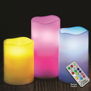 🕯️ Velas LED grandes sin llama, 3 colores cambiantes, cera real, mando a distancia, funcionan con 3 pilas AAA - Img 56646014