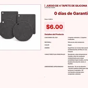 Set de 4 piezas define a estos Tapetes de silicona redondos y cuadrados pro VPT#-0153 - Img 55435721