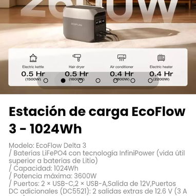 Estación de carga EcoFlow 3 - 1024Wh. Modelo: EcoFlow Delta 3 - 2/7