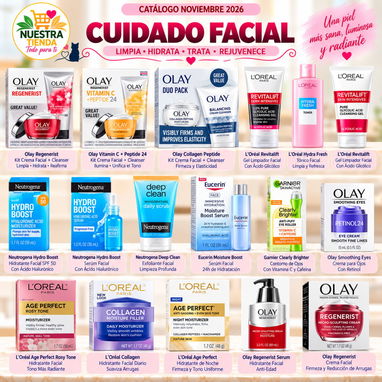 Champú, Acondicionador, Cremas Olay y L'Oréal  Sérum, Desodorantes, Gillette, Detergente, Pasta Dental, y Más. Noviembre - 5/9