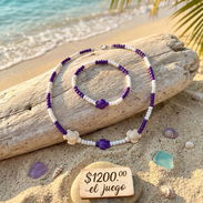 Juego de collar y pulsera 💜 y 🤍 - Img 55684032