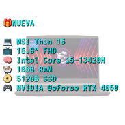 LAPTOP 🎁NUEVA📦CAJA, MSI Thin 15 (B13VE-3030US),RTX 4050 6GB, 15.6" FHD IPS, Intel Core i5-13420H, 16GB RAM, 512GB SSD - Img 57966181