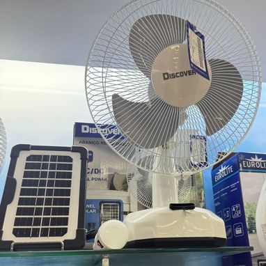 VENTILADOR / RECARGABLE / TRAE PANEL SOLAR / BATERIA DURADERA / POTENTE Y DURADERO / FAN / AIRE / FRESCO / - Img 98687796