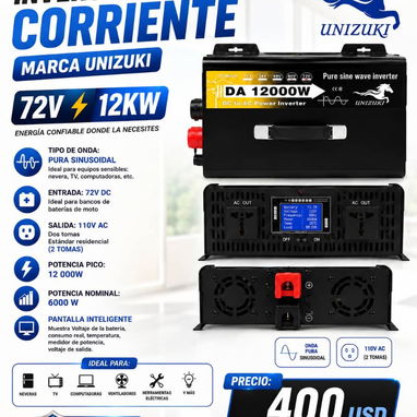 Paneles solares 580w, transfer switch automático, inversor de corriente 72v 12000w - 3/3