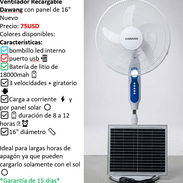 Ventilador Recargable Dawang con panel de 16" Nuevo - Img 56356501