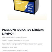 Batería LiFePO4 POERUNI 12.8V 100Ah Batería de Litio - Img 58236423