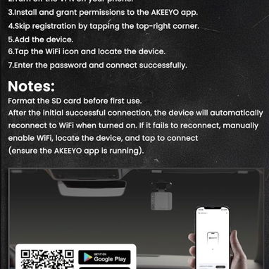 Cámara de tablero FHD 1080P para automóvil, AKEEYO WiFi Dash Cámara para automóviles, mini cámara frontal inalámbrica co - Img 111172791