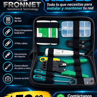 Pinza de Red Rj45, Kit de redes, Tester de Red, pinza de corte - 3/5
