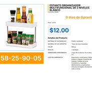 ESTANTE ORGANIZADOR MULTIFUNCIONAL DE 2 NIVELES BLANCO . - Img 57237017
