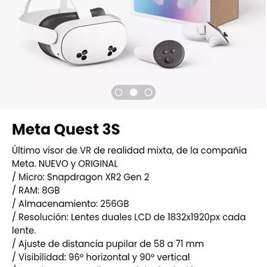 Meta Quest 3S. Último visor de VR de realidad mixta, de la compañía Meta. NUEVO y ORIGINAL - Img 106573348