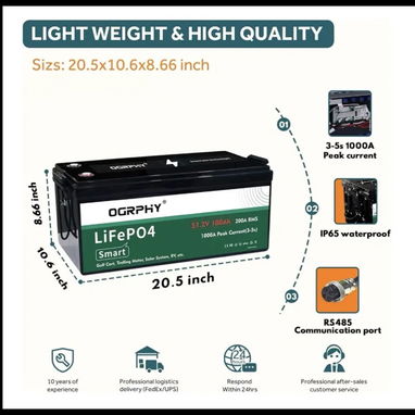 Batería inteligente LiFePO4 de 48V 100AH (5.12kWh) - 2/3