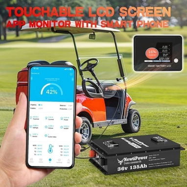 Batería de litio NewtiPower de 36 V y 135 Ah LiFePO4 con BMS de 200 A y APP, soporte superior para carrito de golf - Img 125450183