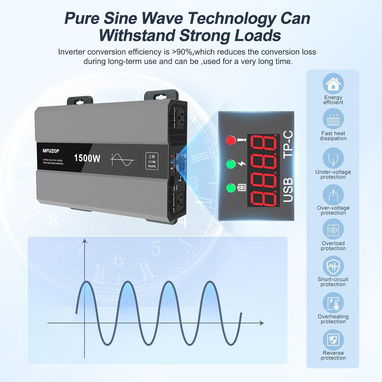 MFUZOP inversor de onda pura 1500W con pico de 3000W - Img 124225388