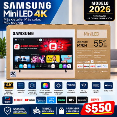 Samsung de últimos modelos 43”-75” 2026 y 2025 con IA incluido y procesadores 4K - 3/8
