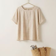 Blusa de Hilo Beige Arena - Estilo Casual / Mangas Cortas (Nueva) - Img 56206886