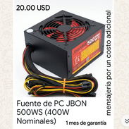 Fuente de PC JBON 500WS (400W Nominales) - Img 55913025