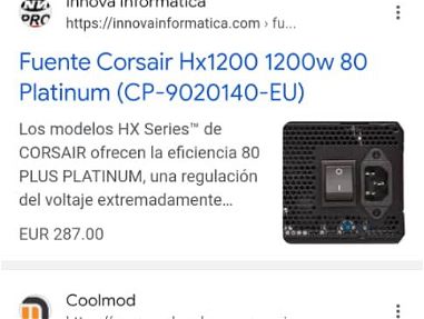 Fuente corsair hx 1200 80plus platinum modular nuevo sellado - Img 71299713