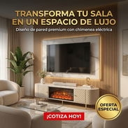 Transforma tu sala en un espacio de lujo con nuestro diseño de pared premium + chimenea eléctrica - Img 56400331
