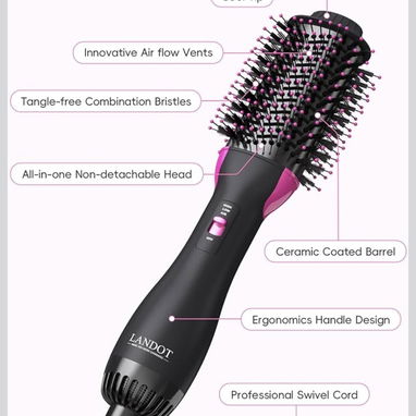 Cepillo secador de pelo de 2,4 in, moldeador de aire caliente para soplados suaves y voluminosos  Iónico antiencrespamie - 10/10