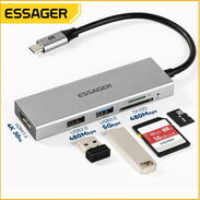 ✳️ Adaptador USB Tipo C ESSAGER 100% Original Gama Alta 🛍️ Adaptador HDMI 4K Regleta Hub HUB 5 Entradas OTG - Img 44730676