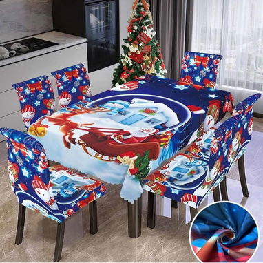 💜Juego de 7 piezas Mantel para mesa con 6 Cobertores para sillas Medidas: Mantel:152cm x 228cm Cobertores: 40-50cm/40-6 - 2/10