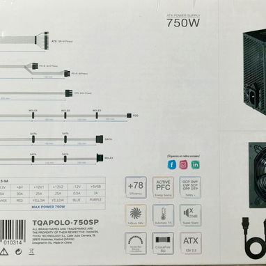 Fuente de Poder TooQ TQAPOLO‑750SP – 750W ATX En  📦 sellada.  La solución confiable para equipos de alto rendimiento: - - Img 123068237