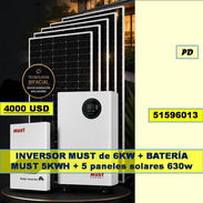PD-614-INVERSOR MUST de 6KW + BATERÍA MUST 5KWH + 5 paneles solares 630w...4000 USD...51596013 - Img 55895402