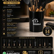 JUEGO DE UTENSILIOS DE COCINA DE 12 PIEZAS NEGROS Nuevos en cajs - Img 56517749