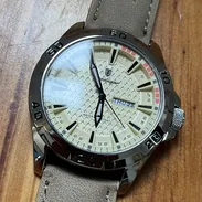 Reloj para hombre, pulsera de cuero ,esfera amarilla, de cuarzo, elegante, ideal para trabajo, regalo. - Img 55255899