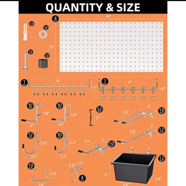 Kit de Paneles Pegboard con Ganchos y Contenedores - 4/7