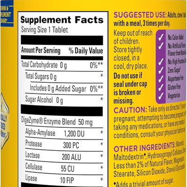 Enzimas Digestivas 5 en 1 Masticables (Nature Made · 90 masticables) OFERTA ESPECIAL - 9/10