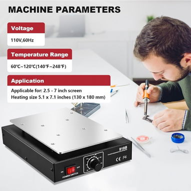 Separadora de pantallas Soiiw 7" LCD - Panel de precalentamiento 110V 450W para Reparación de Teléfonos 🌐 - 4/6