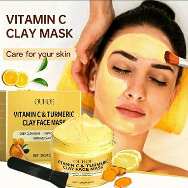 Mascarilla facial de arcilla con vitamina C y cúrcuma OUHOE (cv) - 4/4