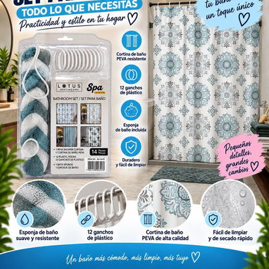 Set de cortina de baño y esponja - 2/2