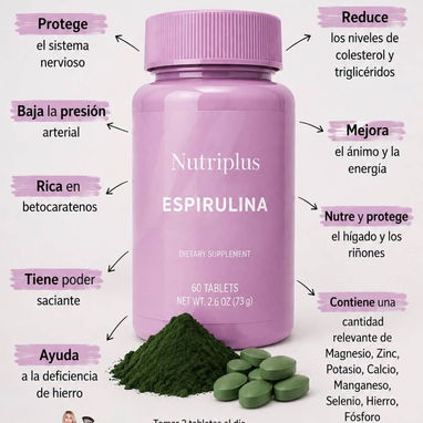 Tabletas de Spirulina Nutriplus de FARMASI. Ideal para reforzar el sistema inmunológico,reduce signos de envejecimiento - 5/5