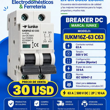 Breaker Corriente Directa, CD. Fotovoltaico. 16, 32 y 63 amperes. Disyuntores bipolares. - 3/9