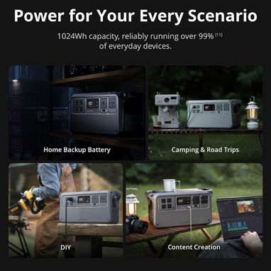 DJI Power 1000 V2 Estación de Energía Portátil 1024Wh LFP, 260OW, Carga Rápida, UPS y USB-C 140W 639.99USD 710.00USD Aho - 5/6