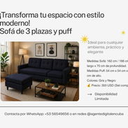 Juego de sala con Puff, color negro - Img 55729675