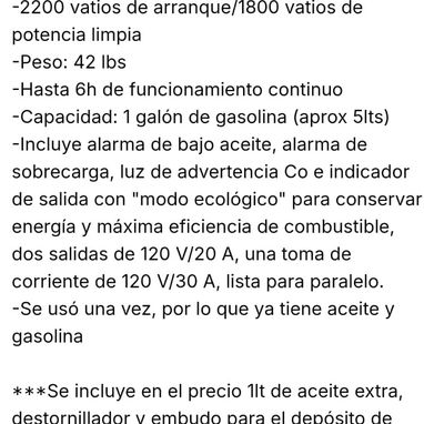 Vendo o cambio planta eléctrica de gasolina - Img 122725029