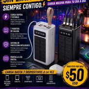 Power Bank 60000 mAh con carga solar, múltiples puertos de carga y pantalla led digital - Img 57654152