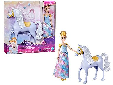 Hermoso Juego de 2 piezas de Disney Hasbro Princesas, Muñeca Cenicienta y su Caballo Mayor, Sellados en Caja - Img main-image