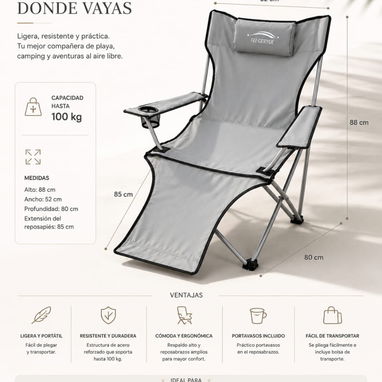 Silla Plegable Reclinable para playa y piscina (cv) - Img 123932276