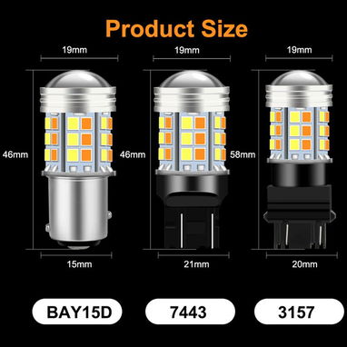 Bombillos LED luz diurna + intermitente, Dual color: azul + naranja y blanco + naranja, varios sockets (18 USD el par) - Img 109378440