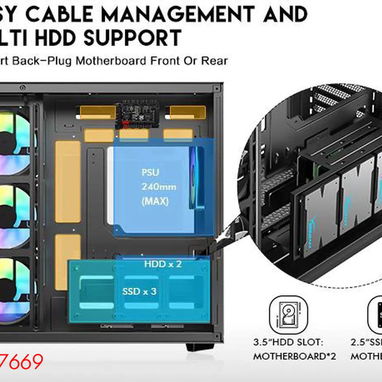 Chasis Gaming Semi panorámico marca DIYPC modelo ARGB-N3-BK + 4 fanes ARGB 120mm - Img 102995176