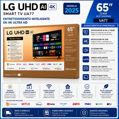 LG de 43” - 75” pulgadas 4K UHD con AI inteligencia artificial y procesador a7Gen8 incorporad ( Modelos :2025 )Smart TV - Img 123329185