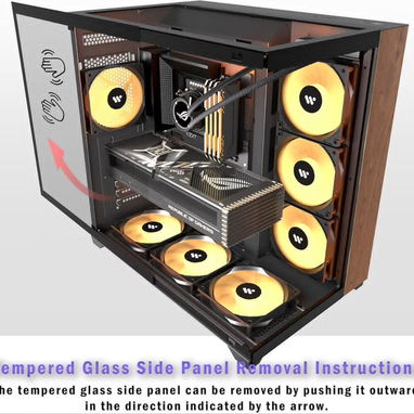 Chasis GAMING Estilo pecera, Vidrio Templado y paneles de madera minimalistas - Img 122536697