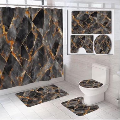 - Set para baños 💦 - ✅ 4 piezas 3 alfombras y cortina con sus aros 🏷️$20 usd - Img 124548508