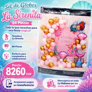 Set de globos Sirenita 84 piezas - Img 56500330